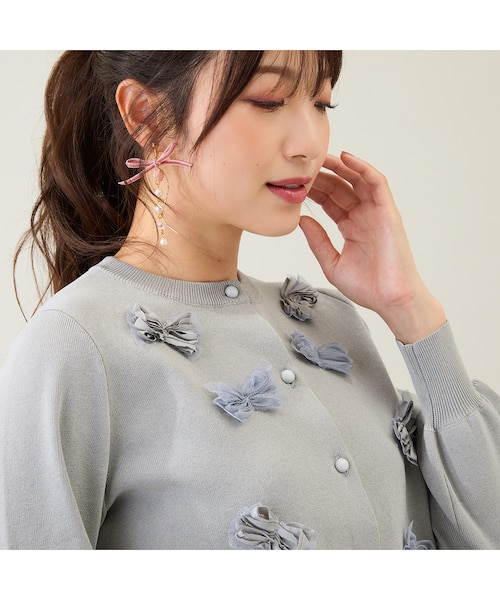 リボンニットカーディガン｜ローズティアラの通販｜&mall（アンド