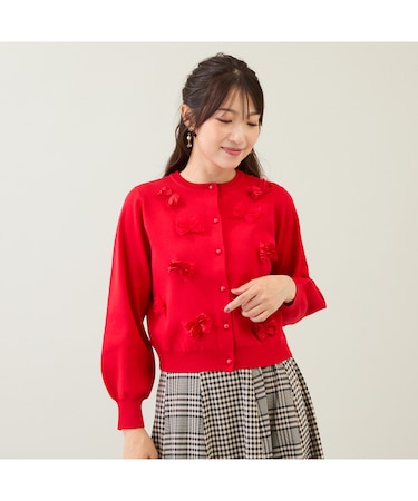 リボンニットカーディガン