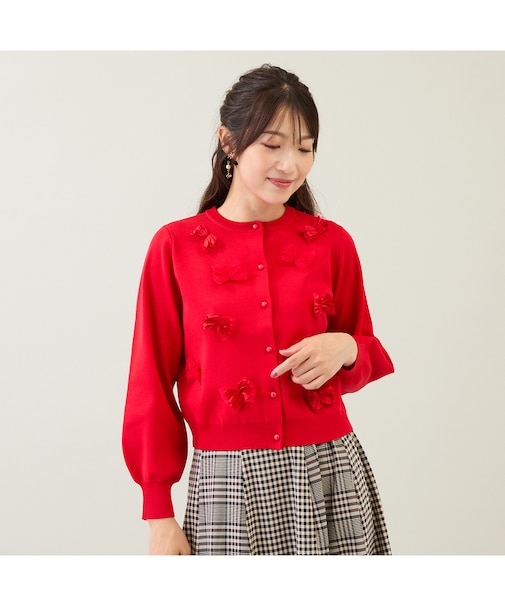 リボンニットカーディガン