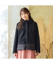 リボンカラードッキングショートコート