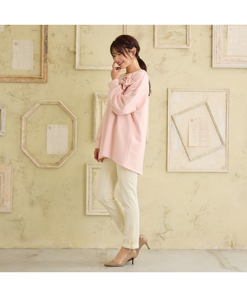 ローズティアラ（Rose Tiara）/【伸縮性◎/ストレッチ発熱】裾リボンレギンスパンツ 伸縮性◎/ストレッチ発熱】裾リボンレギンスパンツ｜ローズティアラの