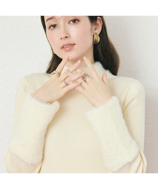 シャギーMIXリブニットプルオーバー