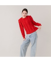 フリルレースラインニットプルオーバー