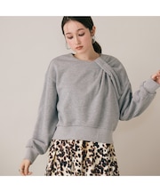 アシンメトリーショルダータックラメスウェット