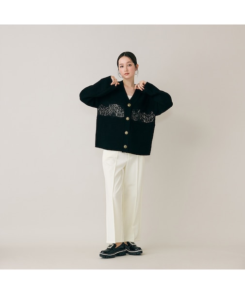 ウォームストレッチワイドパンツ/White