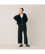 ウォームストレッチワイドパンツ/Black