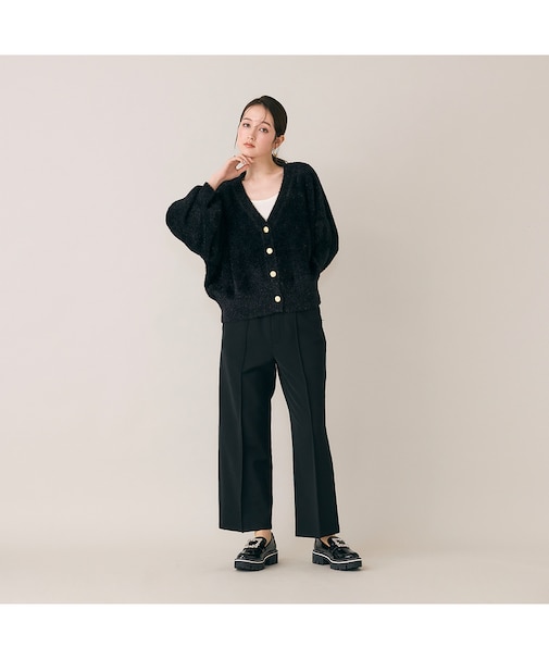 ウォームストレッチワイドパンツ/Black