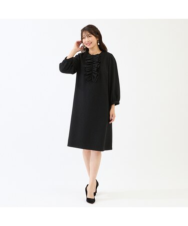 フロントリボンループツイードワンピース