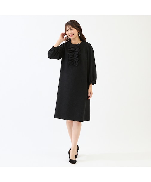 フロントリボンループツイードワンピース