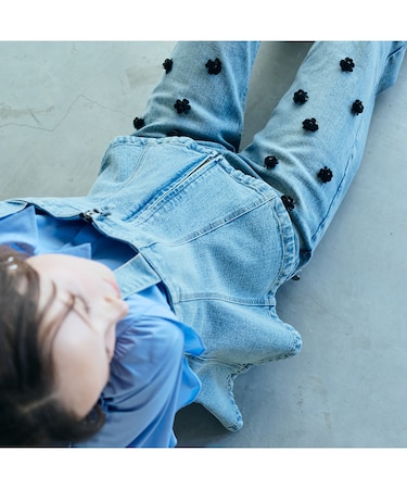 デニム裾フレアビスチェ