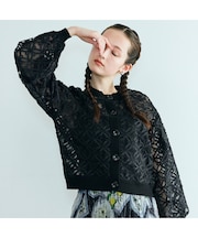 フラワー立体刺繍ブラウスカーディガン