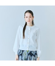 フラワーレースはめ込みニットカーディガン