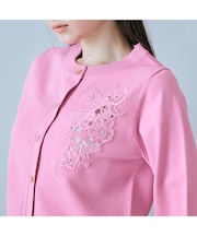 フラワーレースはめ込みニットカーディガン