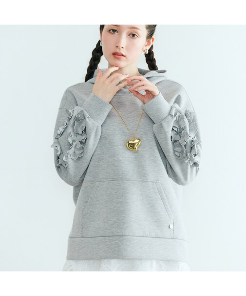 フラワーモチーフ付きパーカー