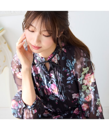 シフォンプリントワンピース