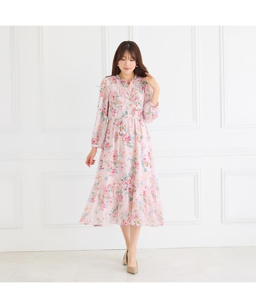 シフォンプリントワンピース