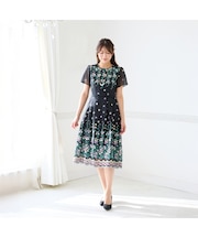 オーガンジー吹上刺繍ワンピース