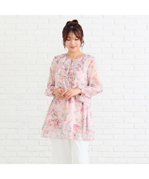 オリジナルプリントフリルチュニック｜ローズティアラの通販｜&mall