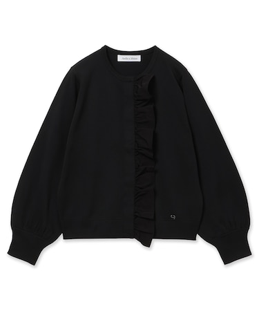 フリル付き釦開きカーディガン