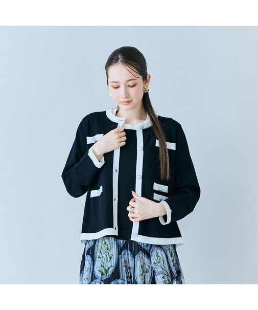 バイカラーパイピングニットアンサンブル