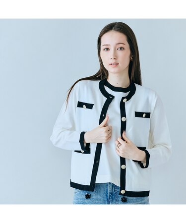 バイカラーパイピングニットアンサンブル