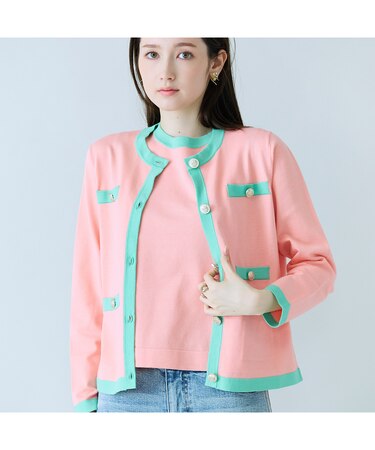 バイカラーパイピングニットアンサンブル