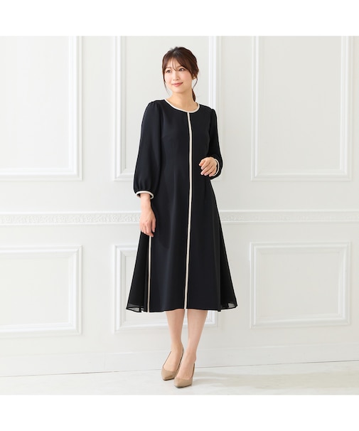 【接触冷感/シワになりにくい】サイド切替えワンピース