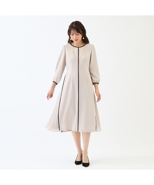 【接触冷感/シワになりにくい】サイド切替えワンピース