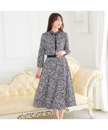 【セットアップ対応】フラワーパターンフレアスカート