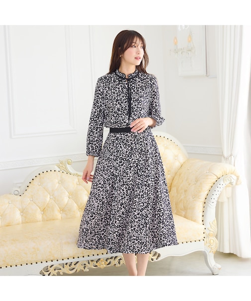 【セットアップ対応】フラワーパターンフレアスカート