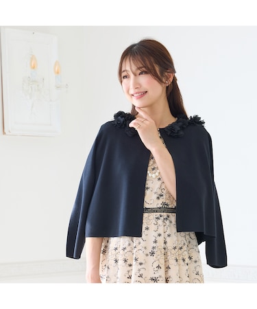 オーガンジーフラワーニットカーディガン