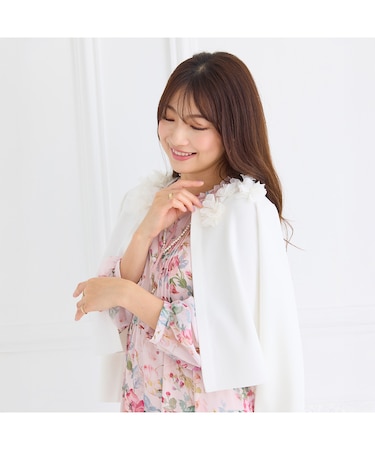 オーガンジーフラワーニットカーディガン