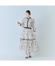 シアー刺繍バイカラーティアードスカート