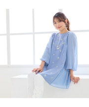 小花刺繍バルーンスリーブチュニック