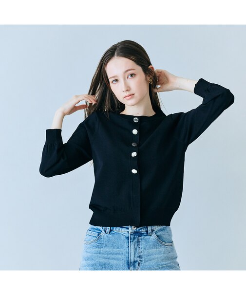 ビジューボタンカーディガン