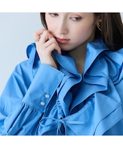 ギャザーネックレス付きオーバーシルエットブラウス