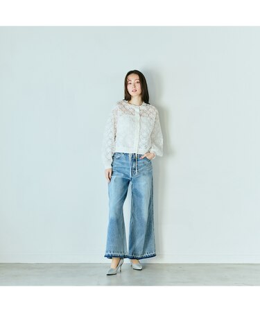 ウエストドロストワイドデニム