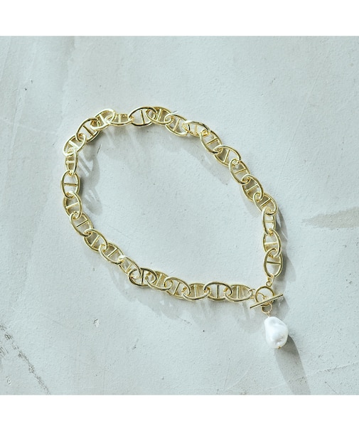 バロックパール風デザインチェーンネックレス