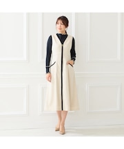 【接触冷感/UVカット/防シワ】リネンライクジャンパースカート