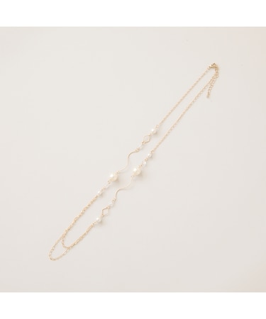 パール調ビーズウエーブネックレス