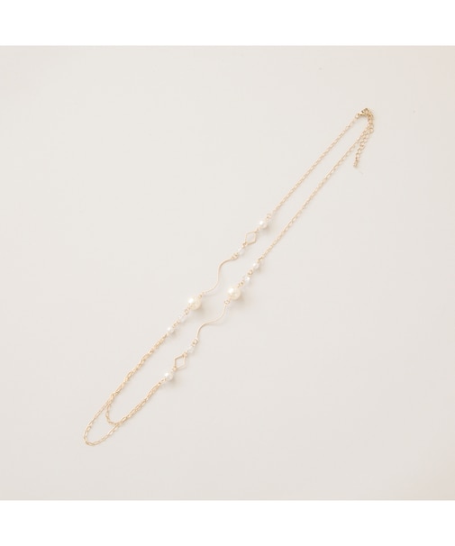 パール調ビーズウエーブネックレス