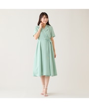 【速乾性/吸汗性】ラップ風シャツワンピース