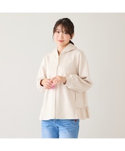 フリル裾ダンボールニットパーカー