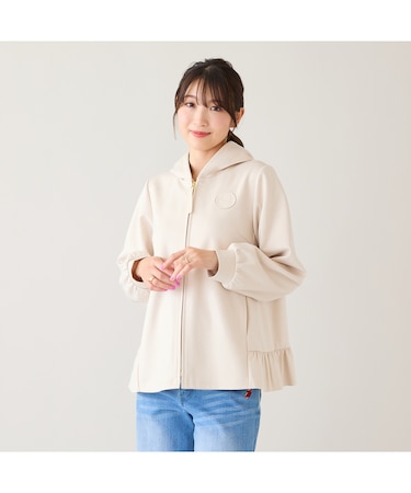 フリル裾ダンボールニットパーカー