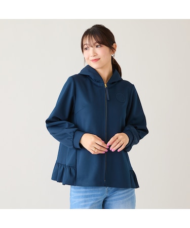 フリル裾ダンボールニットパーカー