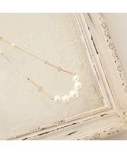 パール調ビーズゴールドシンプルネックレス