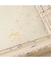 リボン×ハート2連ネックレス