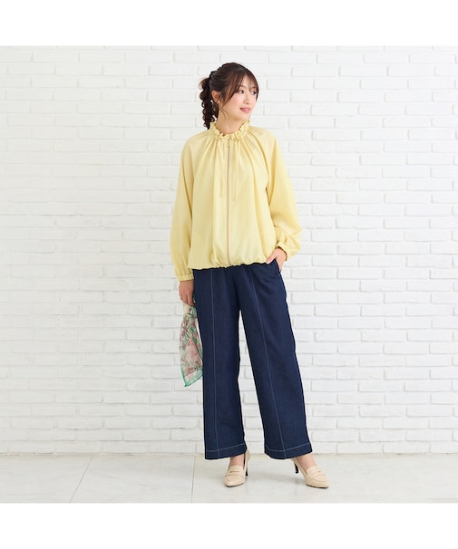 【伸縮性◎】ワイドストレートライトデニムパンツ