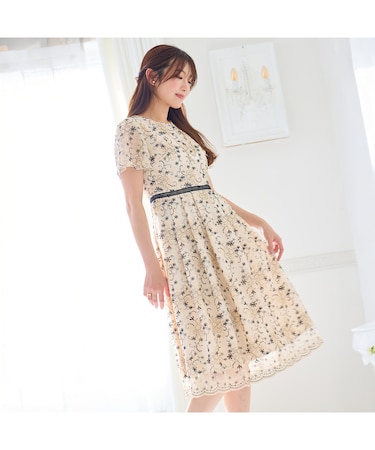 チュール刺繍ワンピース