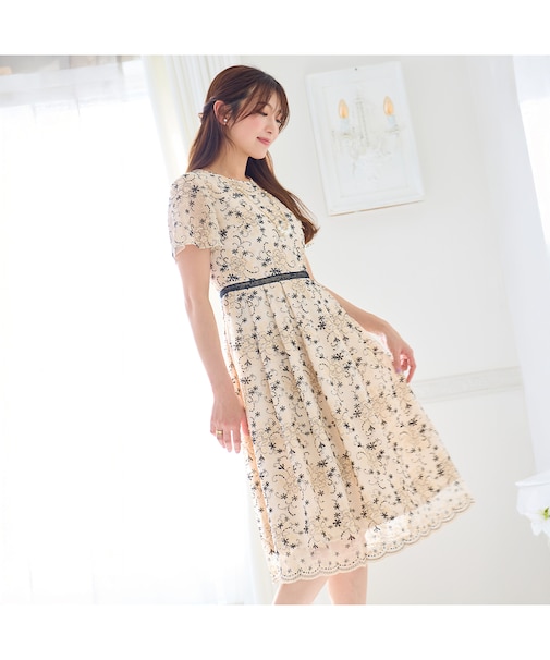 チュール刺繍ワンピース